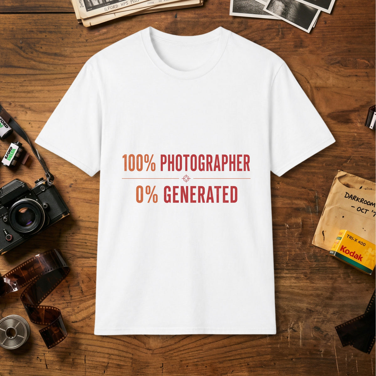 100% Photographer 0% Generated T-Shirt