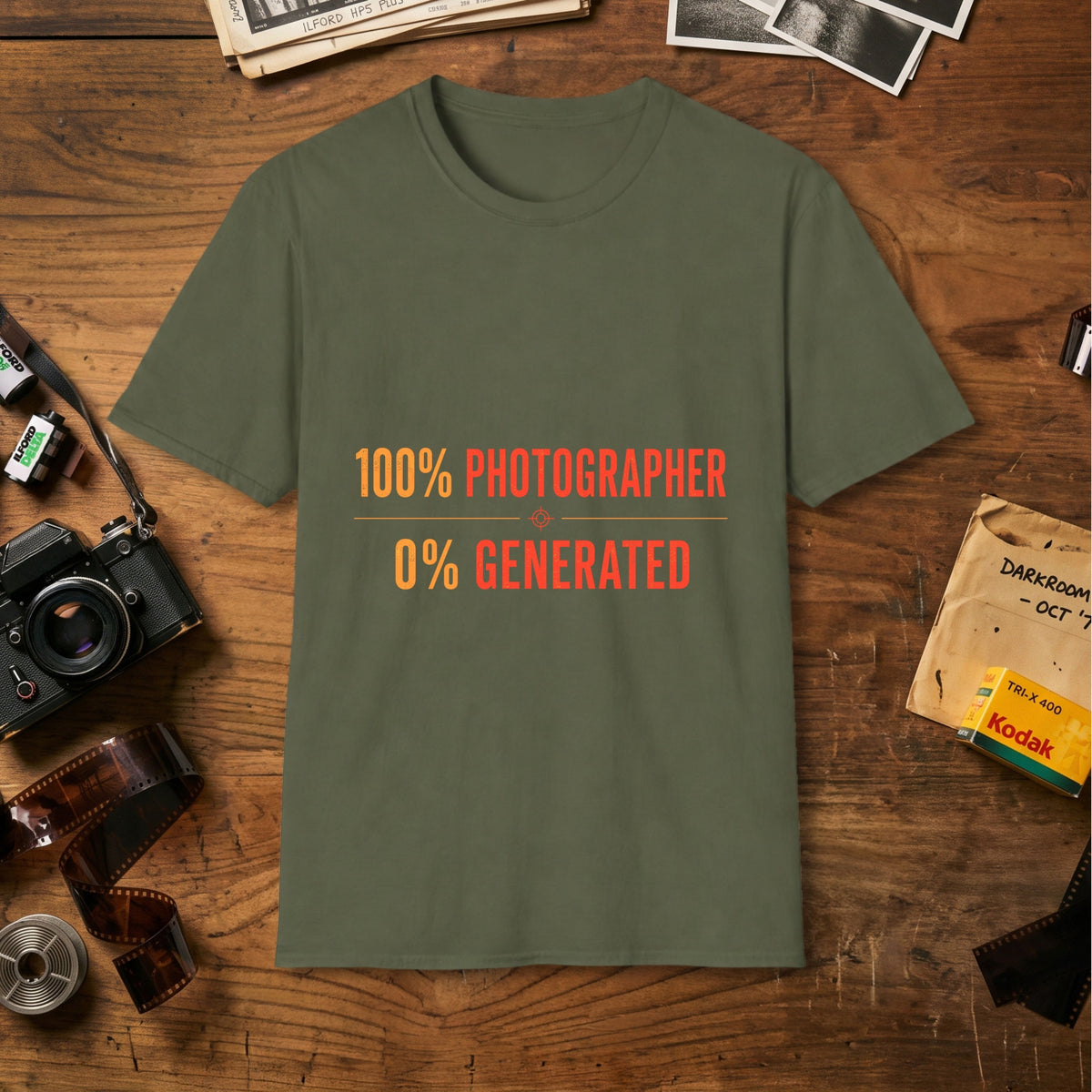 100% Photographer 0% Generated T-Shirt