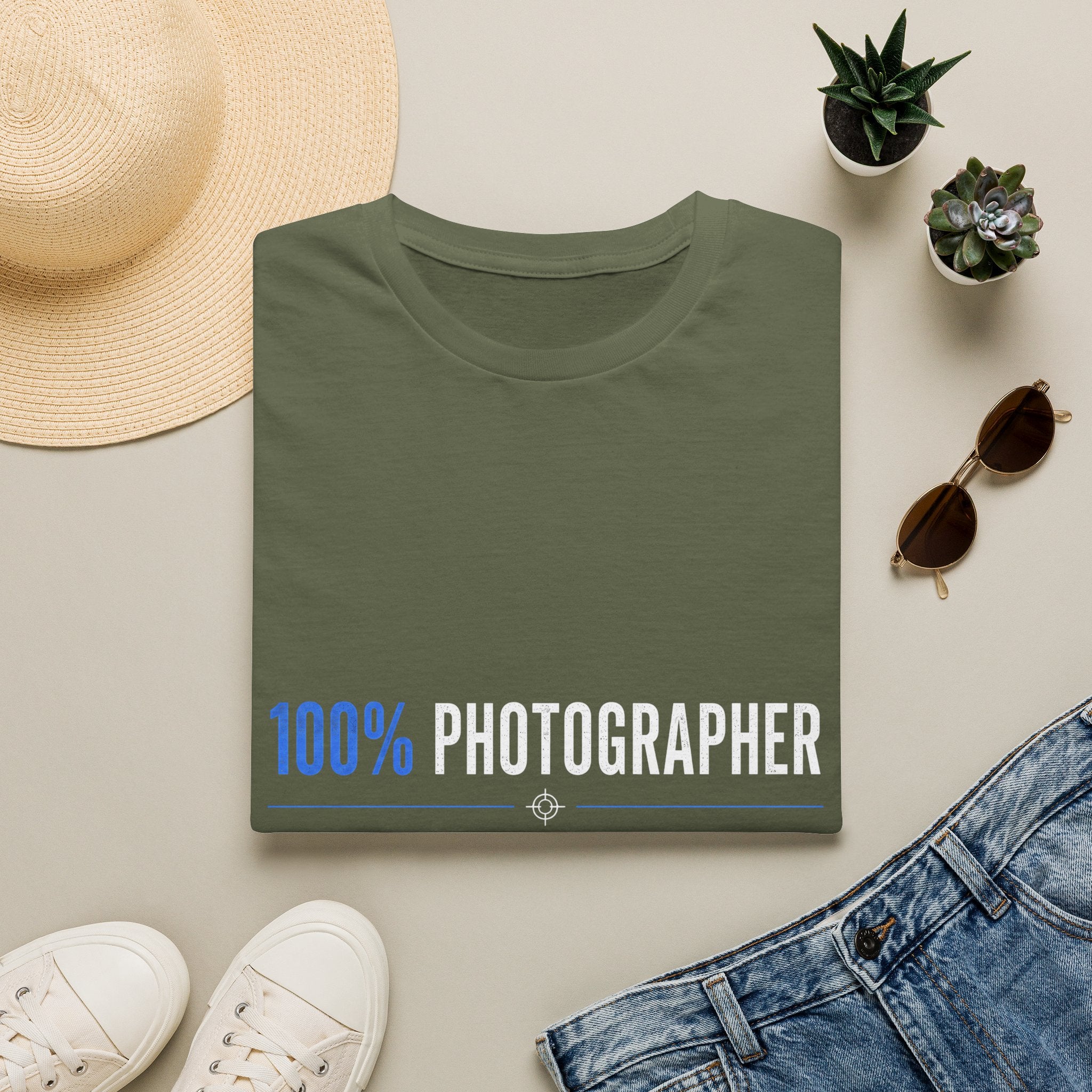 Photographer T-Shirt — “100% Photographer, 0% Generated”